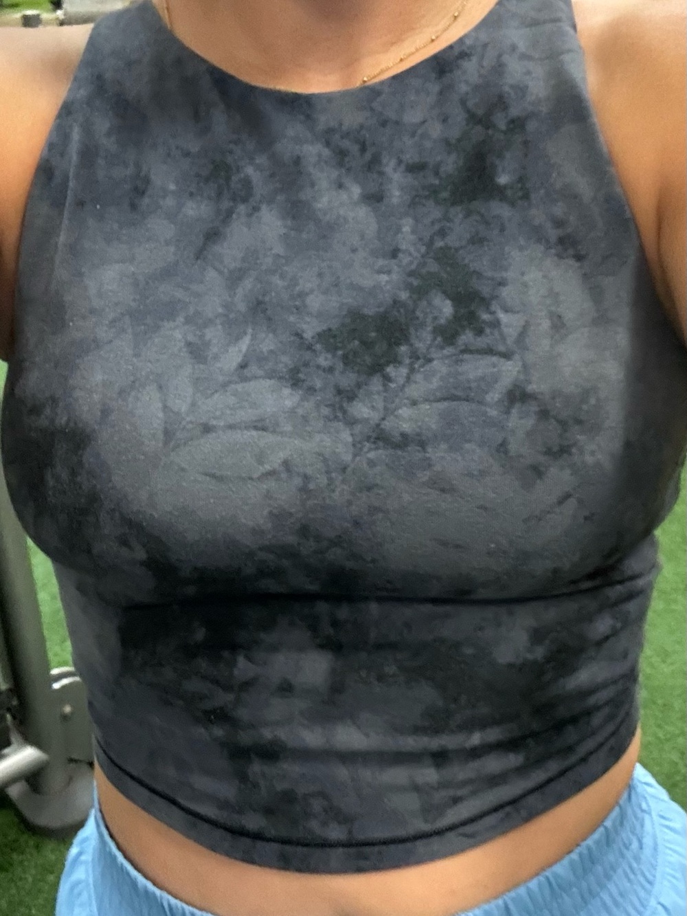 Black Marble Sports Activewear Crop Top - Picture 2 of 4